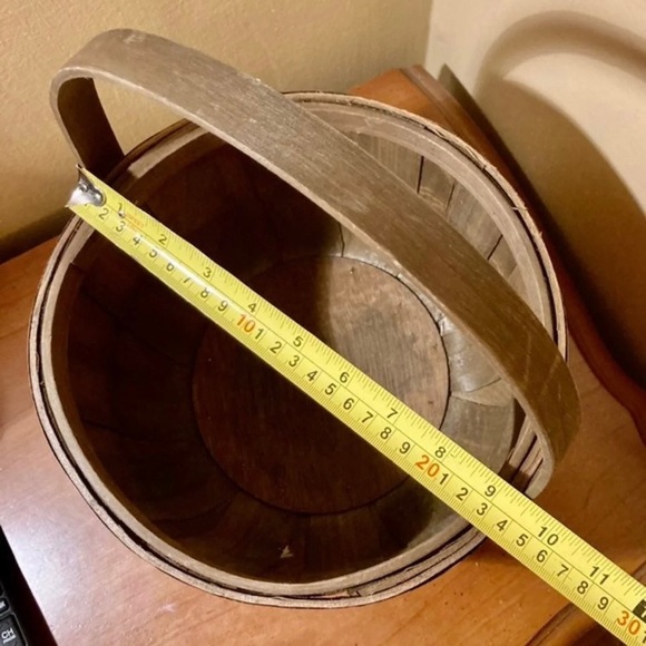 Harvest Bushel Basket NEW Wooden Handle Ornate 6.5 x 9 x 12.5 inches - Picture 9 of 11